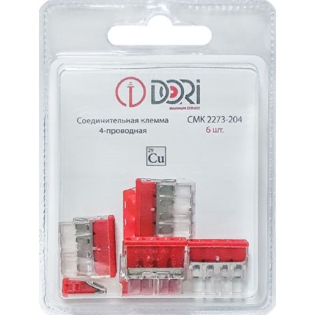 Construction and installation terminal Dori (QMS 2273-204) 4-wire, 6 pcs. In the blister