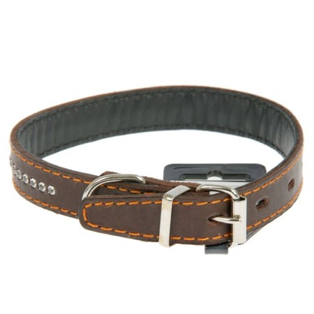 The collar is double-leather, with rhinestones, 31-39 x 2 cm, mix-1