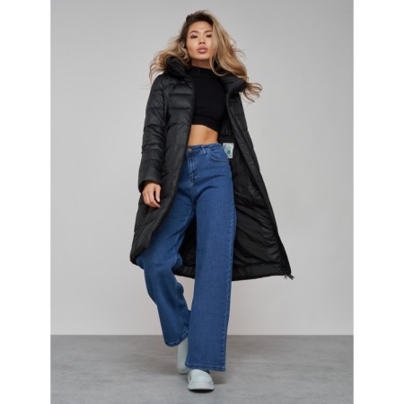 Coat insulated winter female, size 50, black color-18
