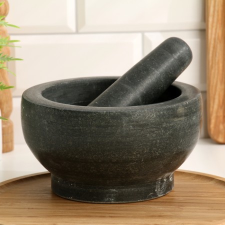 A mortar with a pestle made of stone is large, 1000 ml, black, in the box-5