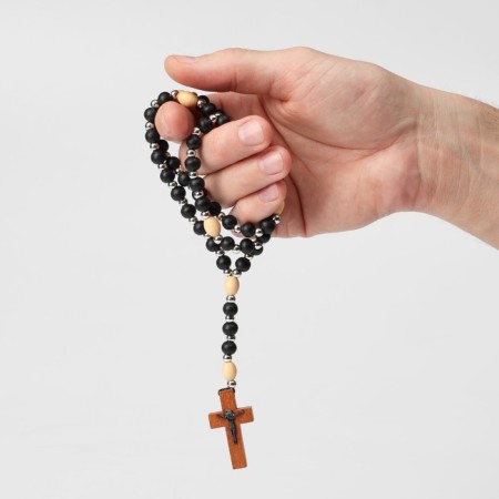Parsing wooden "Orthodox" 50 beads through a ball, black color-2