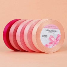 A set of satin ribbons, 5 pcs, size 1 tape: 20 mm × 23 ± 1 m, color pink spectrum