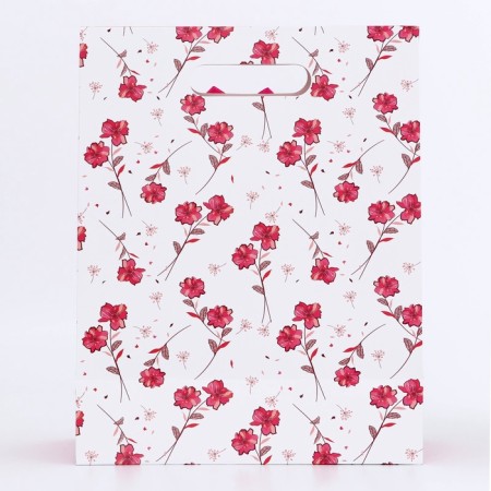Gift box-package, packaging with a cut handle, "flowers", 24 x 12 x 31 cm-1