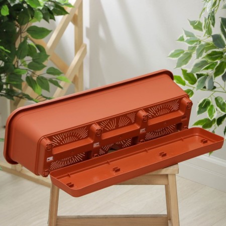 Balcony box with pallet 60 cm, terracotta color-4