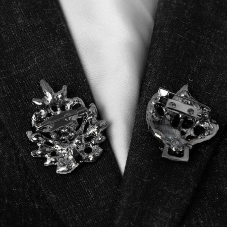 Cardigan clamp "Asymmetry", gray color in gray metal-4