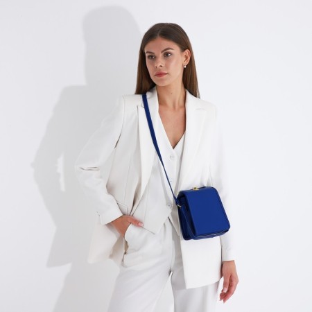 Cross-Body bag on the valve, blue color-5