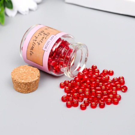 Round 6/0 beads in the bottle "red" transparent-color 20 g-1
