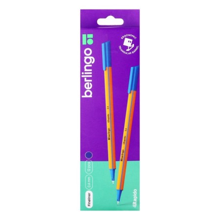 Capillary pen Berlingo Rapido, 0.4 mm, three -sided, blue rod-1