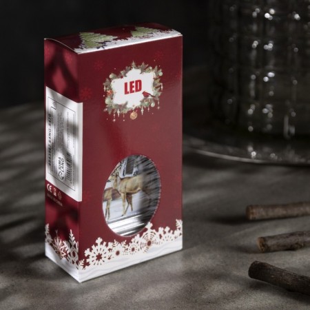 LED figure "Silver lantern with deer" 7 × 13 × 3.5 cm, plastic, batteries AG13x3, glow warm white-3