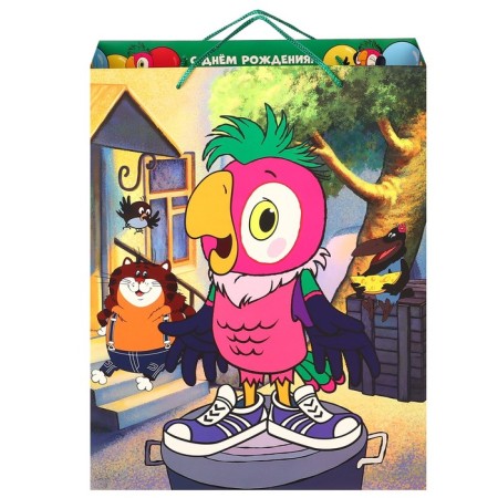 Gift package "Happy Birthday" 31x40x11.5 cm, packaging, parrot Kesha-3