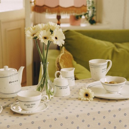 Set of Porcelain SL Home "House", 4 objects: 2 cups 275 ml, 2 saucers d = 15.5 cm, white color-10