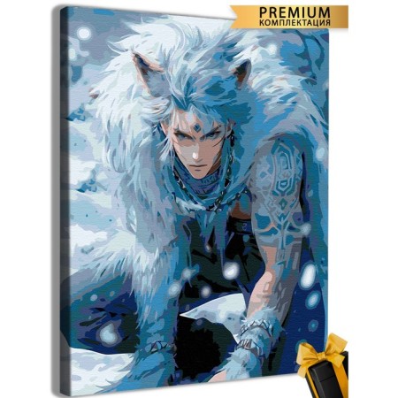 Picture on the numbers "Wolf Winter Anime" 40 × 50 cm
