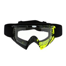Glasses-mask for motorcycle driving, transparent glass, black-yellow color, OM-17