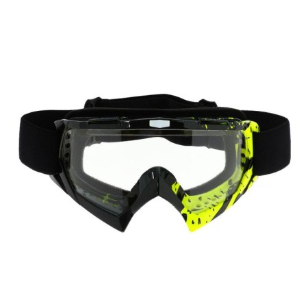 Glasses-mask for motorcycle driving, transparent glass, black-yellow color, OM-17