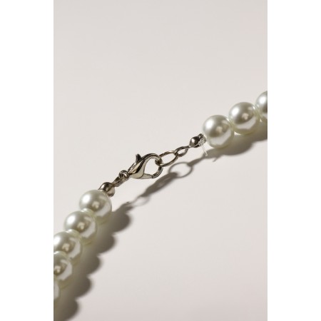 Set 3 objects: earrings, beads, bracelet, white color, 45 cm-1
