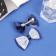 Hair clamp "Bow Vivian" (set 2 pcs) double circles, 6.5 cm, blue-white