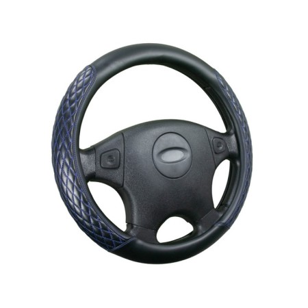Carfashion romb steering wheel, size m, black/black/blue.