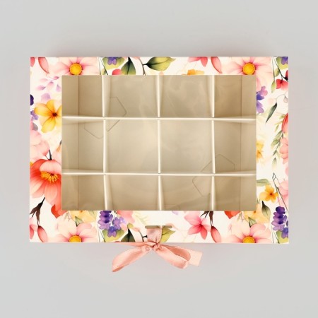 Box for 12 sweets with cells “With Love” 18.5 x 13.5 x 3.5 cm-2