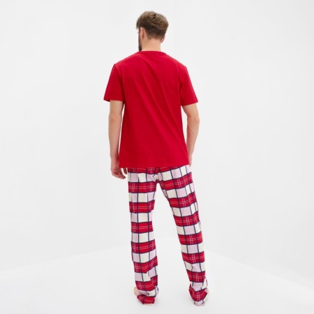 Pajama men's kaftan "Bear", red color, size 56-2
