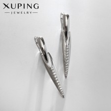Earrings with rhinestones Xuping uniqueness, white color in silver