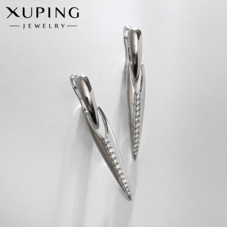 Earrings with rhinestones Xuping uniqueness, white color in silver