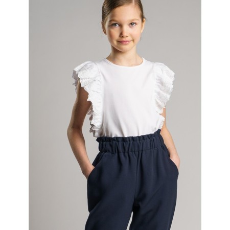 Knitted blouse with volumetric lace sleeves, height 146 cm