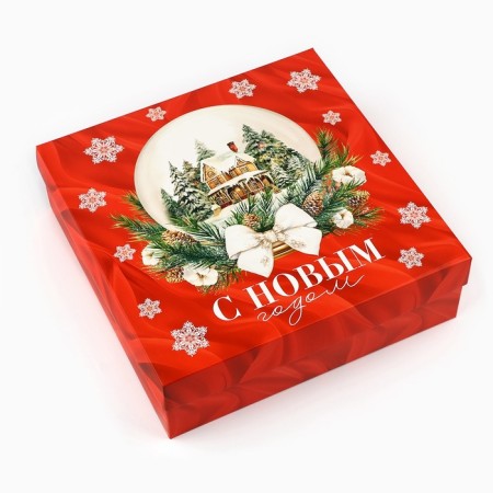 Folding box "Snow ball", 26 x 26 x 8 cm, new year-1