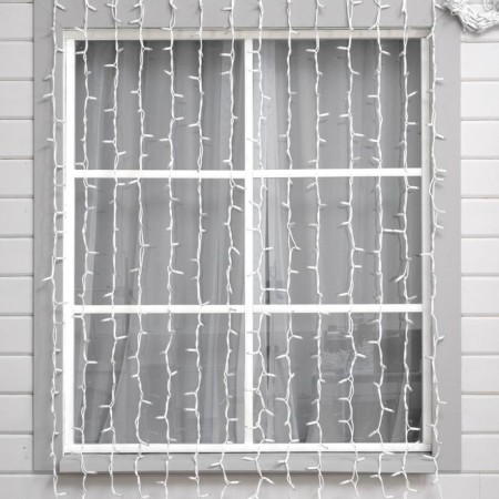 Garland "Curtain" 2 × 3 m, IP65, UMS, white thread rubber, 600 LED, white glow, 220 V-1