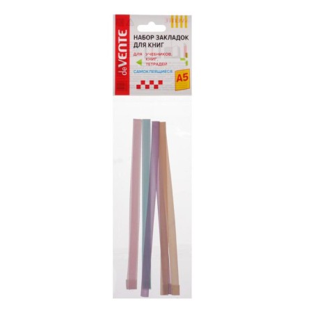 Labels laass with adhesive edge for A5, Devente format. Pastel, self -adhesive for books A5 format, 4 thin tape 6 x 290 mm, bilateral dense tape, in a plastic bag