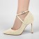 Shoe strap, artificial leather, 58 cm, 8 mm, 2 pcs, beige color