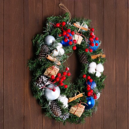 Festive wreath "Frosty morning", 45 cm, handmade-2