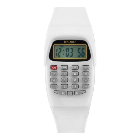 Watch is an electronic nursery, with a calculator, silicone strap, L-21 cm, white