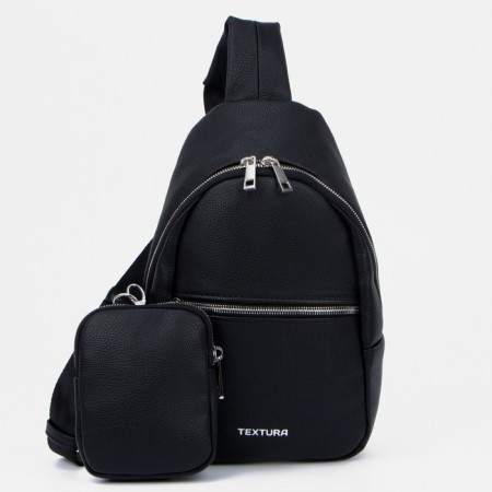 School bag, wallet, textura, artificial leather, black color