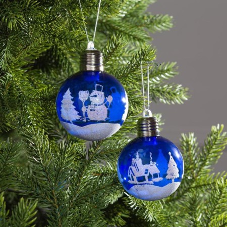 A set of Christmas tree balls "Winter landscape" 2 pcs., Battery, 1 LED, GGB glow-1