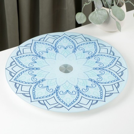 Glass stand for the cake rotating Magistro "Vostok", D = 32 cm, blue color