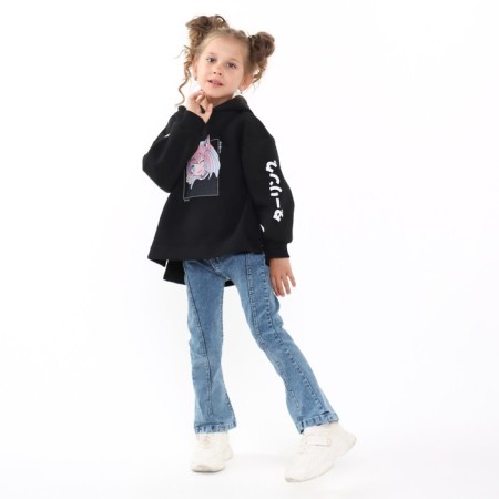 Sweatshirt for girls, black color, height 98 cm-1