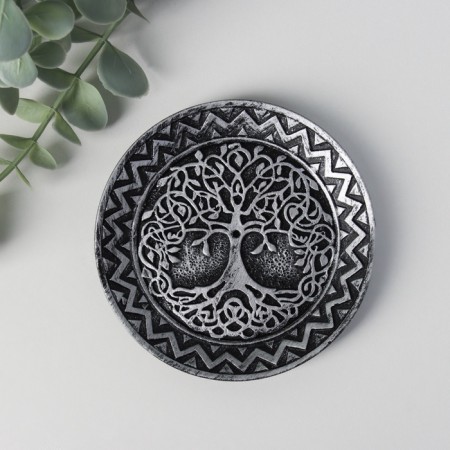 Standing for incense polystone "tree" silver 9.8x9.8x1 cm