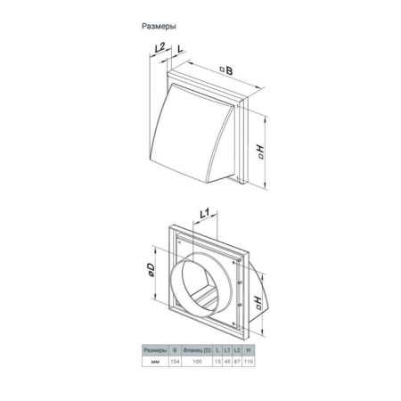 The output of the wall zein, 170 x 170 mm, d = 100 mm, with a check valve, gray-4
