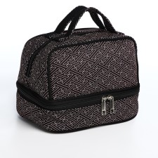 Cosmetic bag, 2 parts on zippers, black color