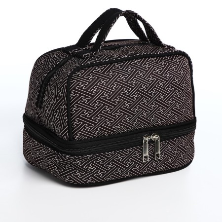 Cosmetic bag, 2 parts on zippers, black color