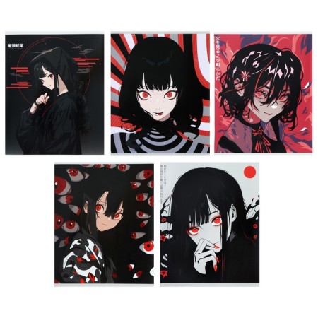 Notebook of 48 sheets in the Calligrata cage "anime. Black and red", cover coated cardboard, full uf-lak, block offset mix