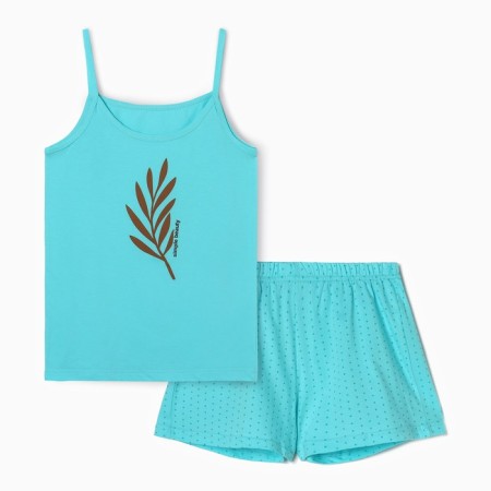 Female pajamas (T -shirt, shorts), menthol color, size 46