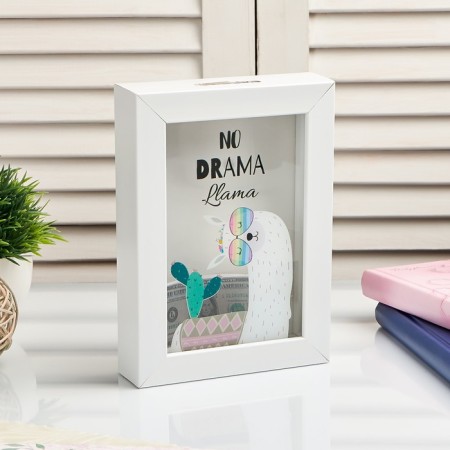 Interior plastic piggy bank "Lama with a cactus, with glasses" 17x12x3.8 cm