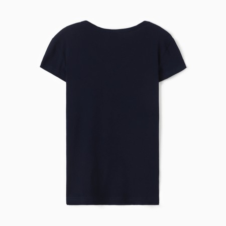 Women's T-shirt V-shaped neckline, dark blue color, size 46-3