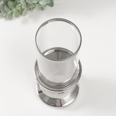 Ceramics candlestick, glass for 1 candle "Noir" d = 8 cm silver 10x10x27 cm-2
