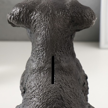 Piggy bank "Mittel puppy" height 17 cm, width 11.5 cm, length 16.5 cm gray-black-4
