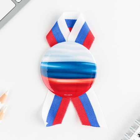 Значок закатной с лентой «Флаг РФ», триколор, d=56 мм.-1