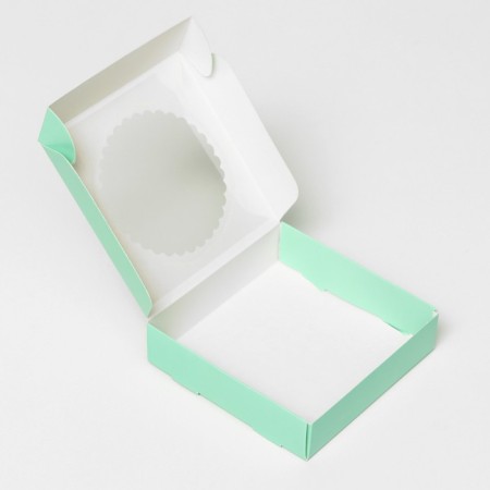 Gift box team with a window, green, 11.5 x 11.5 x 3 cm-4