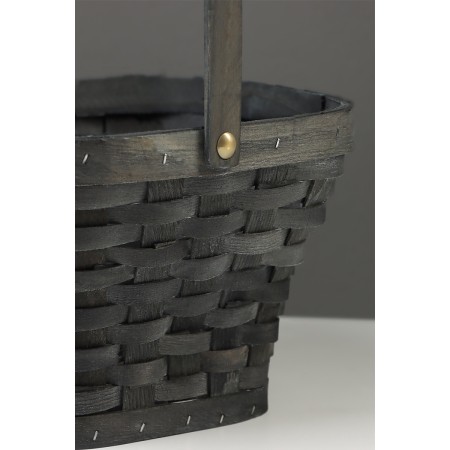 Set 3 pcs of wicker baskets, 28x28x16, 23x23x14, 18x18x12 cm, handle h = 14cm, gray-7