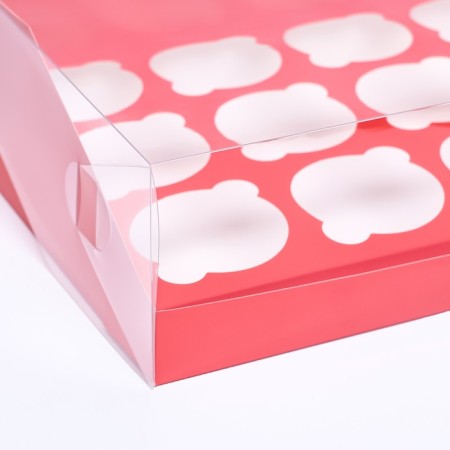 Confectionery folding box for 12 cupcakes 31x 23.5 x 10, red-2